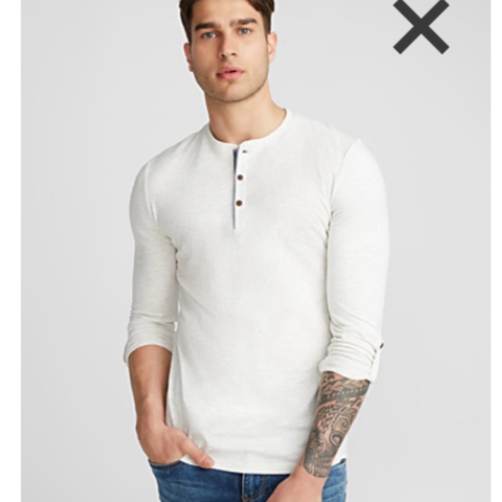 Simons Men's Off-White Long Sleeve Henley
